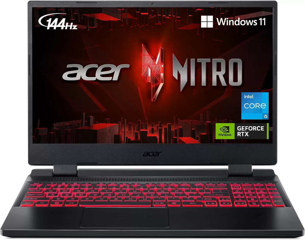Acer Nitro 5 AN515-58-525P Gaming Laptop |Core i5-12500H | NVIDIA GeForce RTX 3050 Laptop GPU | 15.6 FHD 144Hz IPS Display | 8GB DDR4 | 512GB PCIe Gen 4 SSD | Killer Wi-Fi 6 | Backlit Keyboard, Black : Electronics