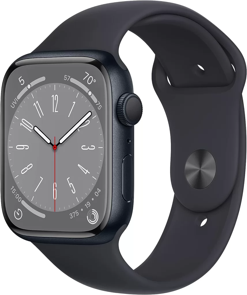 Apple Watch Series 8 [GPS 45mm] Smart Watch w/Midnight Aluminum Case with Midnight Sport Band - S/M. Fitness Tracker, Blood Oxygen ECG Apps, Always-On Retina Display, Water Resistant