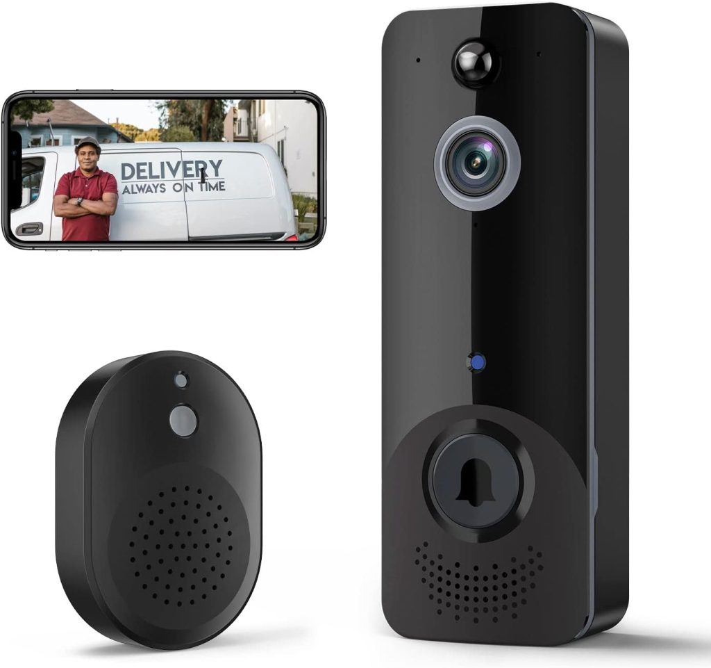 EKEN Doorbell Camera Wireless, Smart Video Doorbell Wireless with AI Smart Human Detection, Cloud Storage, HD Live Image, 2-Way Audio, Night Vision, IP65 Waterproof, 2.4Ghz WiFi Only, Battery Powered