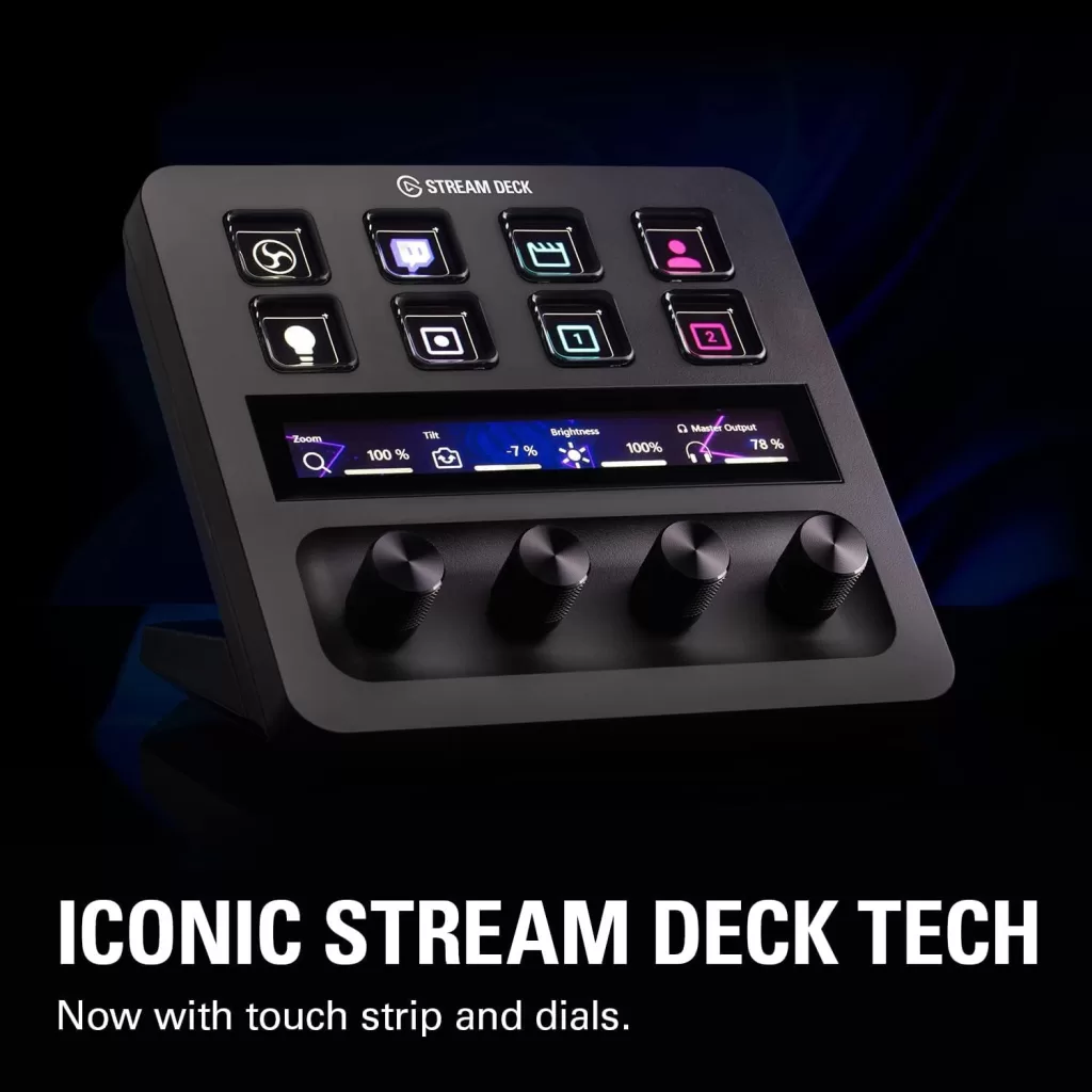 Elgato USB-C Stream Deck +, Audio Mixer, Production Console and Studio Controller for Content Creators, Streaming, Gaming, with Customizable Touch Strip dials and LCD Keys, Works with Mac and PC