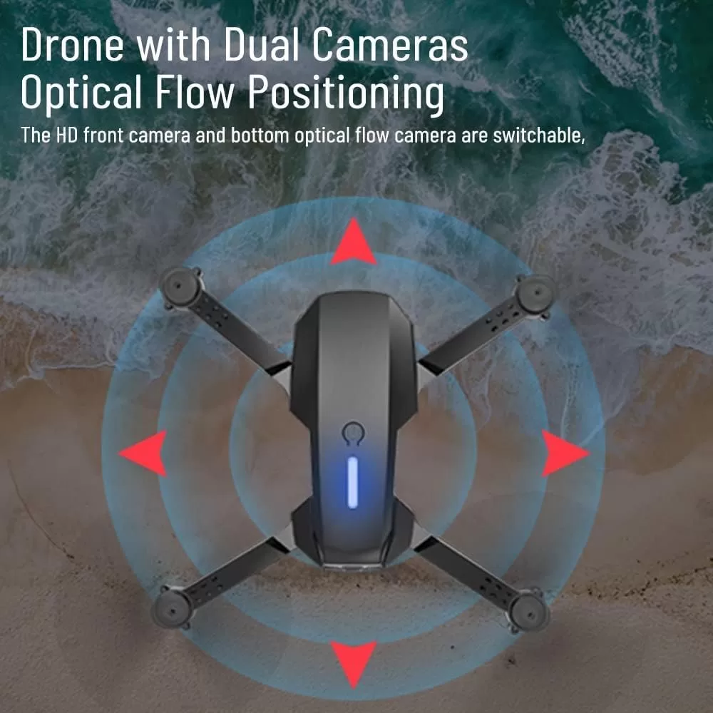 Foldable FPV Drone with 4K Dual Camera for Adults, RC Quadcopter WiFi FPV Live Video, Altitude Hold, Headless Mode, One Key Take Off for Kids or Beginners with 2 Batteries, Carrying Case -Black