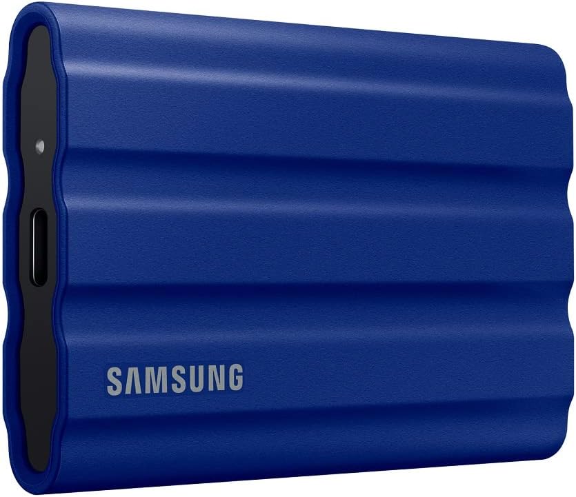 SAMSUNG T7 Shield 2TB, Portable SSD, up to 1050MB/s, USB 3.2 Gen2, Rugged, IP65 Rated, for Photographers, Content Creators and Gaming, External Solid State Drive (MU-PE2T0R/AM, 2022), Blue