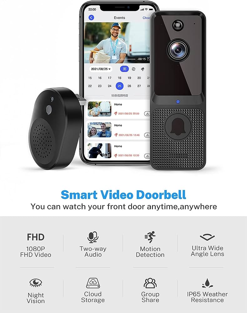 Tuck Doorbell Camera Wireless, Smart WiFi Video Doorbell, Free Chime Included, Smart Human Detection, 2-Way Audio, Night Vision, Cloud Storage, Battery Powered, Live View