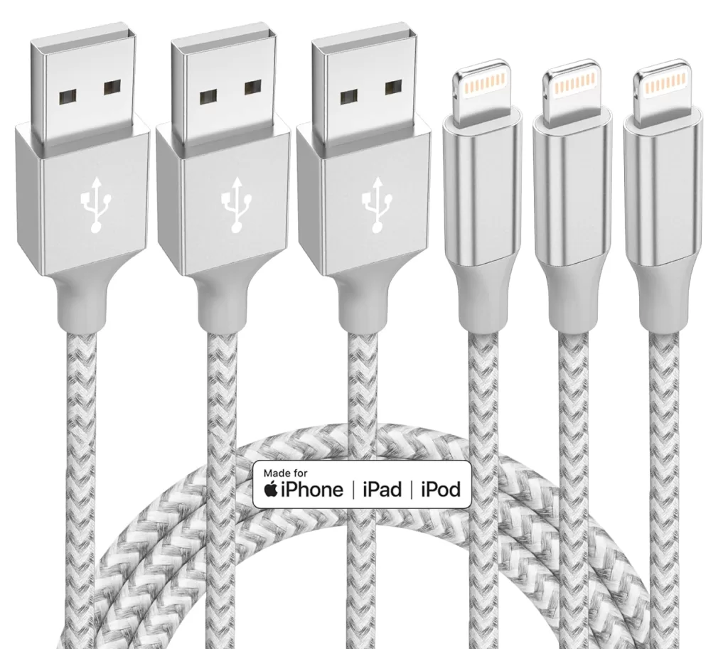 iPhone Charger 3 Pack 10 ft Apple MFi Certified Lightning Nylon Braided Cable Fast Charging Cord Compatible with iPhone 13 12 11 Pro Max XR XS X 8 7 6 Plus SE iPad and More